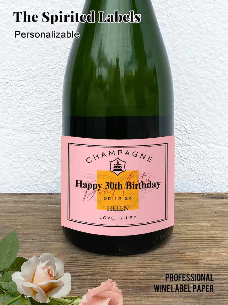 Custom Champagne Labels 30th Birthday Custom Forty 21st Labels Gift for Her Personalized Mini Cha... | Etsy (US)