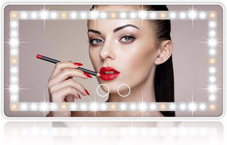 Car Sun Visor Vanity Mirror, with 3 Light Modes & 60 LEDs - Rechargeable Dimmable Clip-on Rear Vi... | Amazon (US)