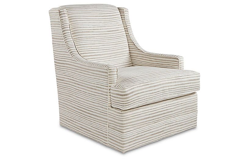 Berkley Swivel Chair, Dune Stripe | One Kings Lane