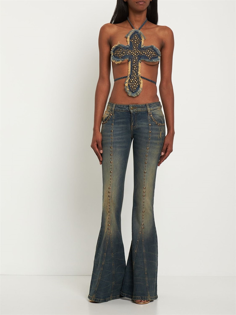 Denim studded cross top - Blumarine - Women | Luisaviaroma | Luisaviaroma