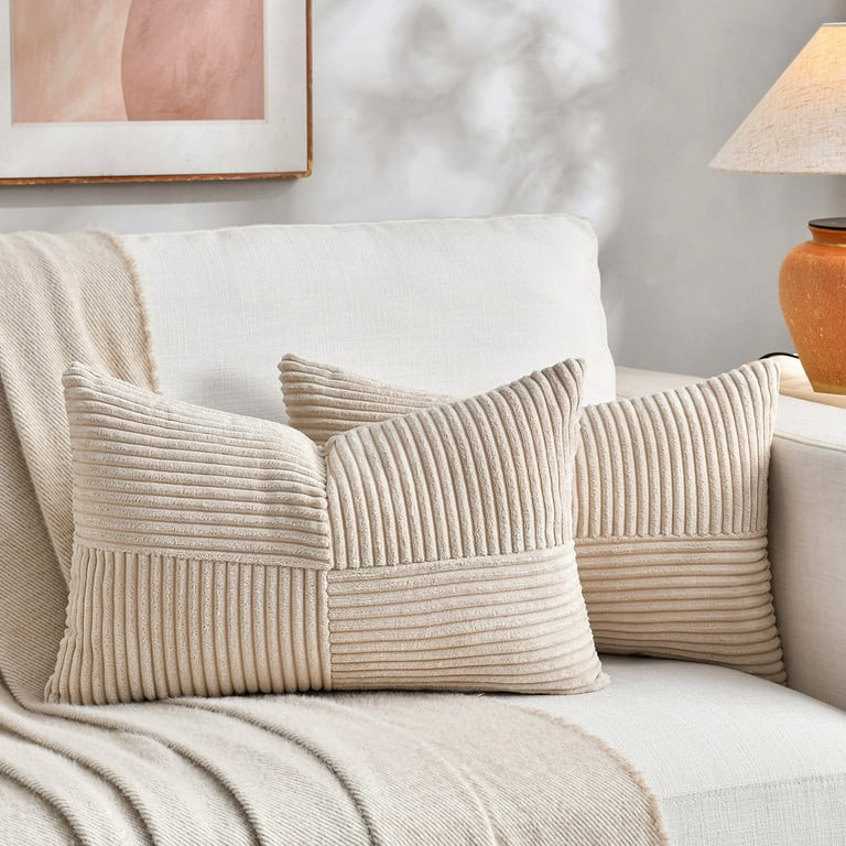 Fancy Homi Tan Lumbar Decorative Throw Pillow Covers 12x20 inch for Living Room Couch Bed Sofa, B... | Walmart (US)