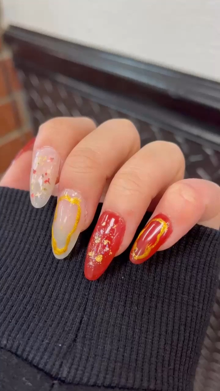 Chinese New Year Nails 
inspired by @Connie.Wi on tiktok 


#LTKbeauty
