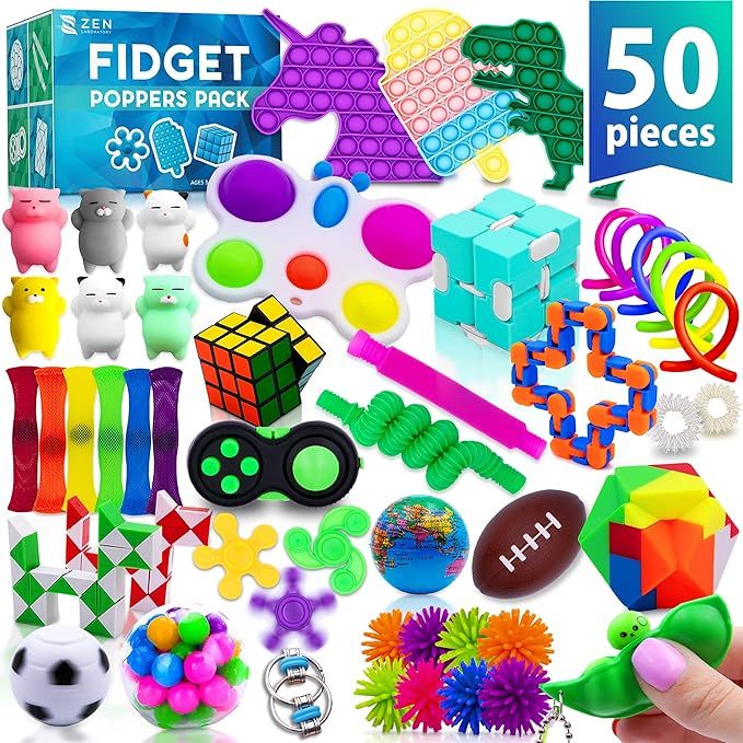 (50 Pcs) Fidget Poppers Popit Toy Pack Push Pop Bubble Popping Set It Mini Poppet Figit Package F... | Amazon (US)