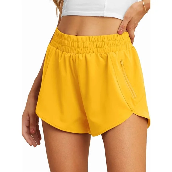 Cueply Women's Running Shorts High Waisted Athletic Gym Workout Shorts with Liner Zipper Pockets | Walmart (US)