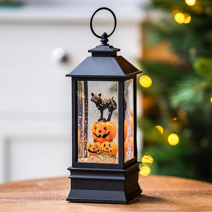 9 Inch Halloween Snow Globe Lights, Black Cats, Pumpkins and Scary Witch Sounds, Twinkle Lanterns... | Amazon (US)