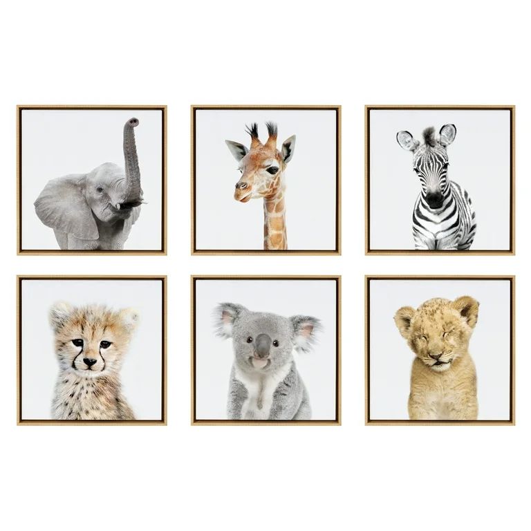 Kate and Laurel Sylvie Safari Animal Collection Framed Canvas Wall Art by Amy Peterson Art Studio... | Walmart (US)
