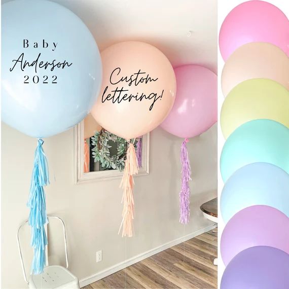 Personalized Jumbo Balloons With Tassels 36 3 Ft  - Etsy | Etsy (US)