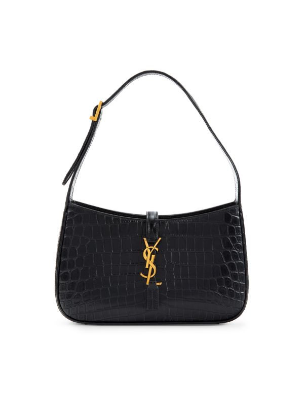 Le 5 À Croc Embossed Leather Hobo Bag | Saks Fifth Avenue OFF 5TH