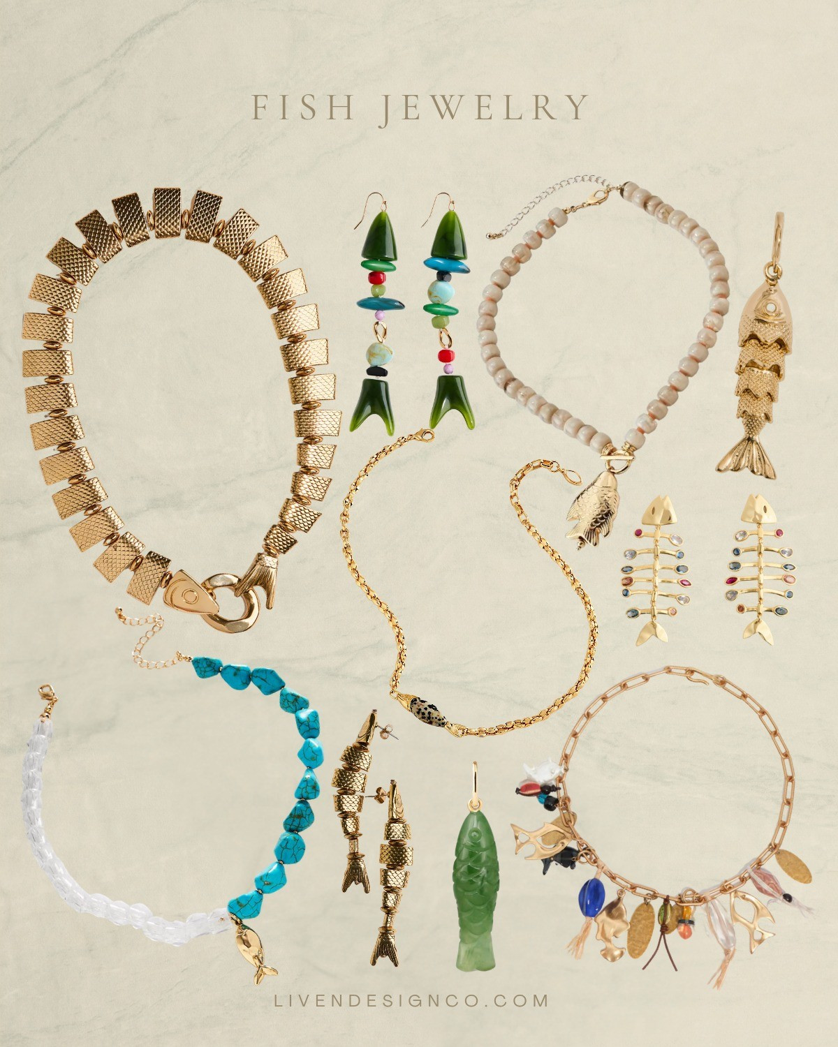 Fish jewelry. Statement necklace. Statement earrings 

#LTKSeasonal #LTKSaleAlert