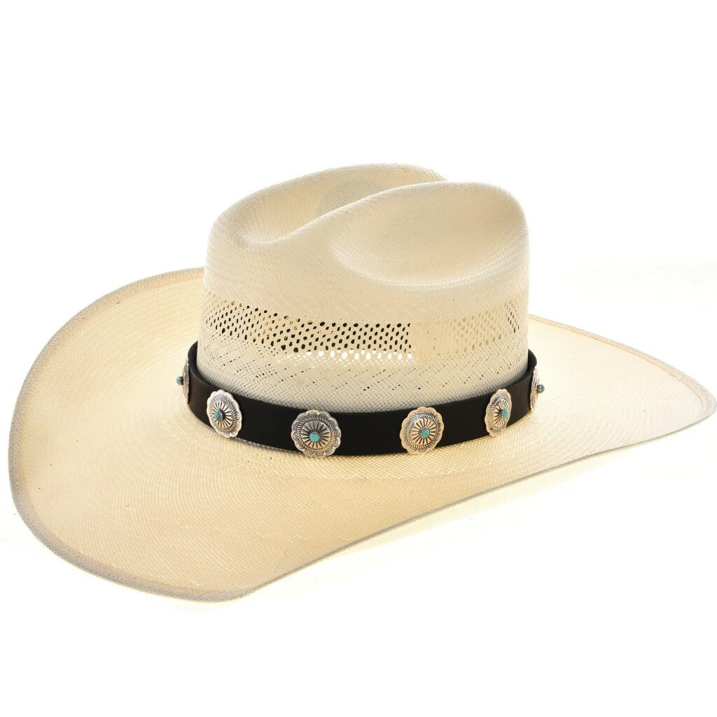 Navajo Old Style Turquoise Sterling Silver Concho Leather HAT BAND Adjustable  | eBay | eBay US