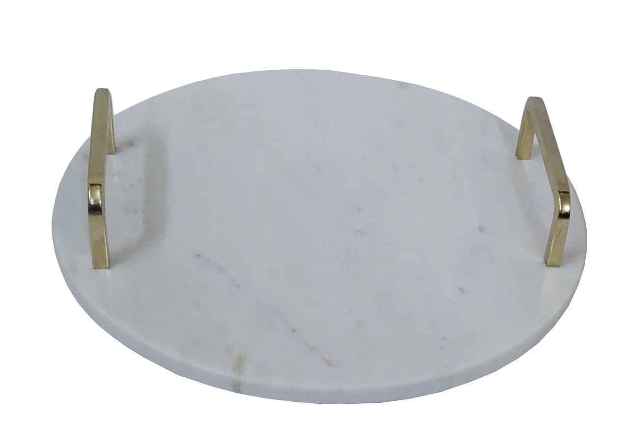 LA BELLA Home | Natural White Marble Tray | Round Shape | Gold Handle | Handmade Vanity Tray | 14... | Walmart (US)