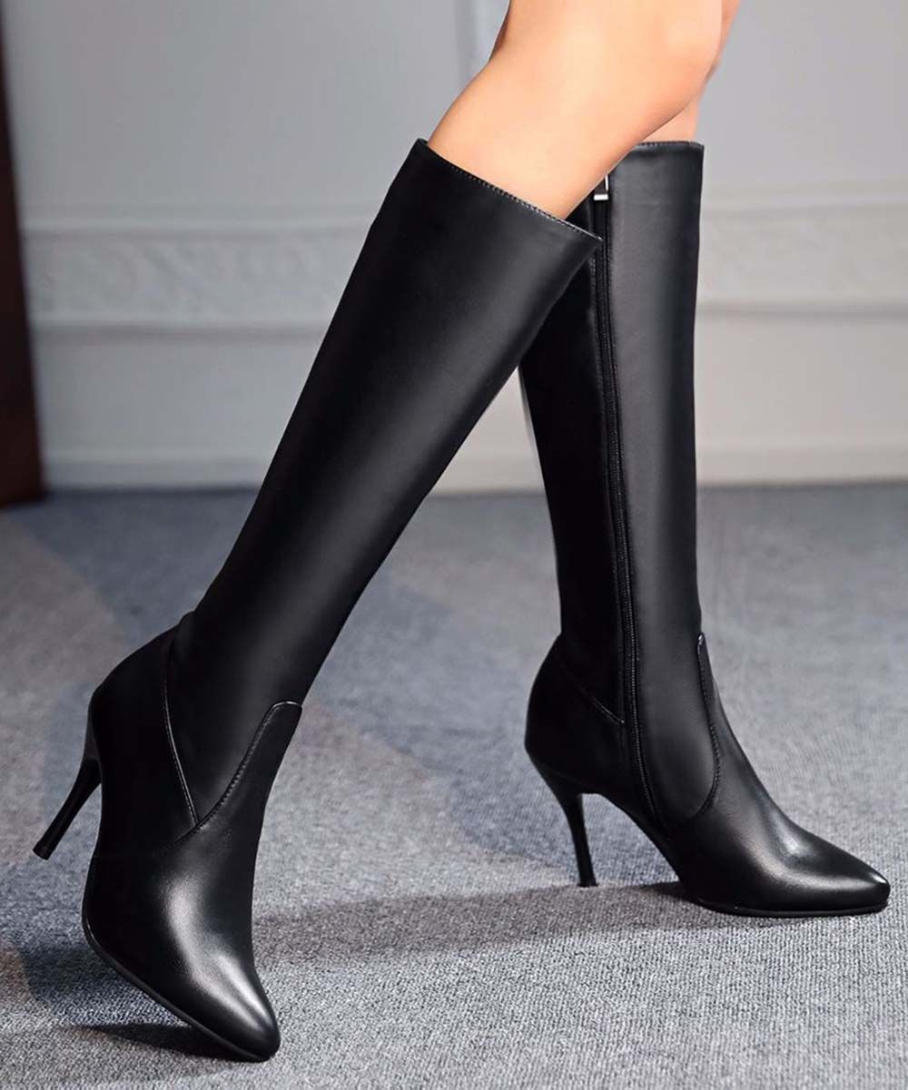 BUTITI Women's Casual boots BLACK - Black Stiletto Knee-High Boot - Women | Zulily