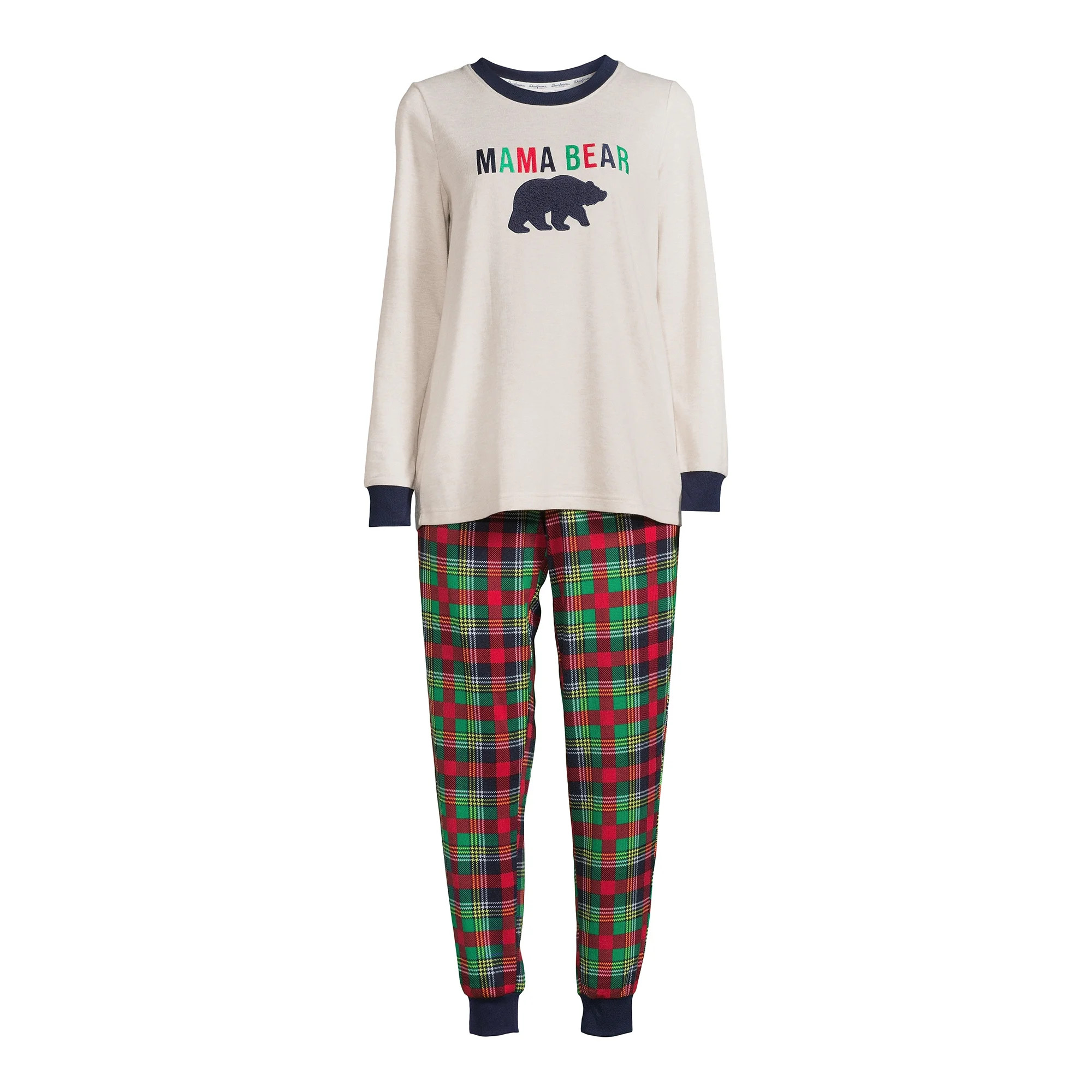 Dearfoams Women's Plaid Bear Matching Family Pajamas Set, 2-Piece, Sizes S-3X | Walmart (US)