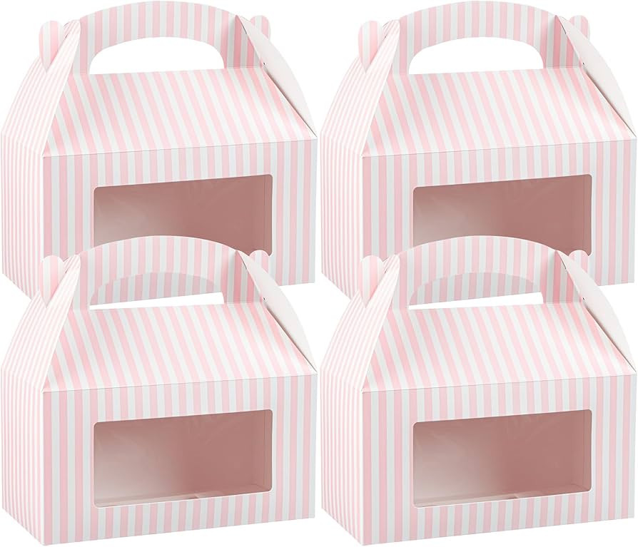 Bio Tek 9.5 x 5 x 5 Inch Gable Boxes For Party Favors, 25 Attractive Gift Boxes - Striped Pattern... | Amazon (US)