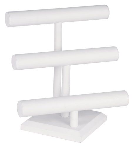 KC Store Fixtures 49132 Jewelry T-Bar Display for Necklace and Bracelets, 3-Tier, White Leatherette, | Amazon (US)