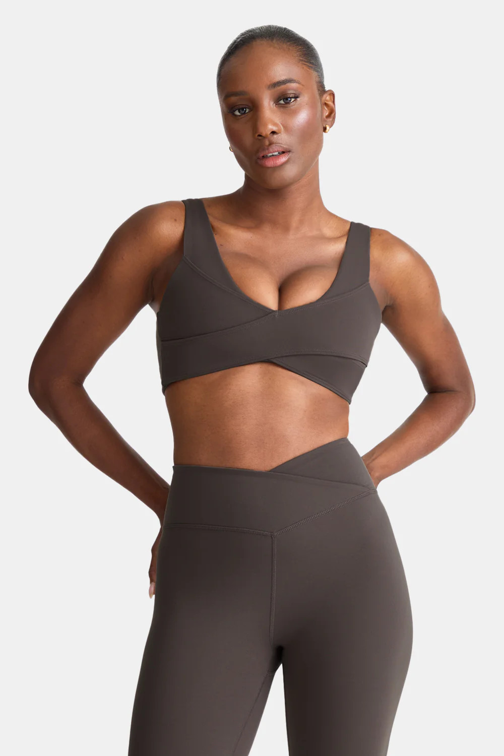DayFlex Wrap Front Sports Bra - Mocha Brown | TALA (UK)