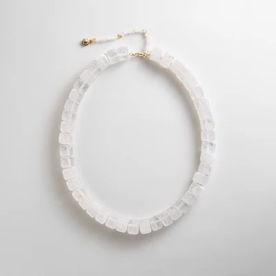 Jess Square Beaded Necklace - White Quartz | BaubleBar