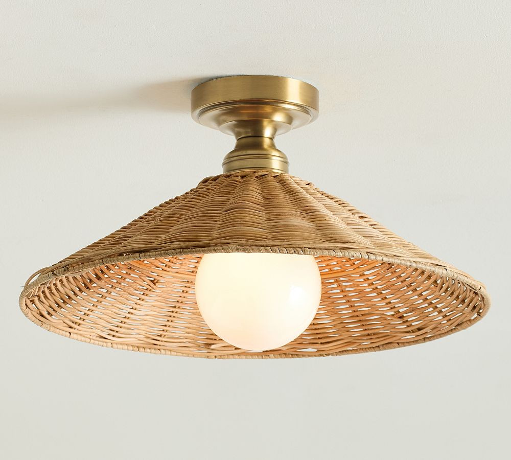 Flared Woven Flush Mount | Pottery Barn (US)