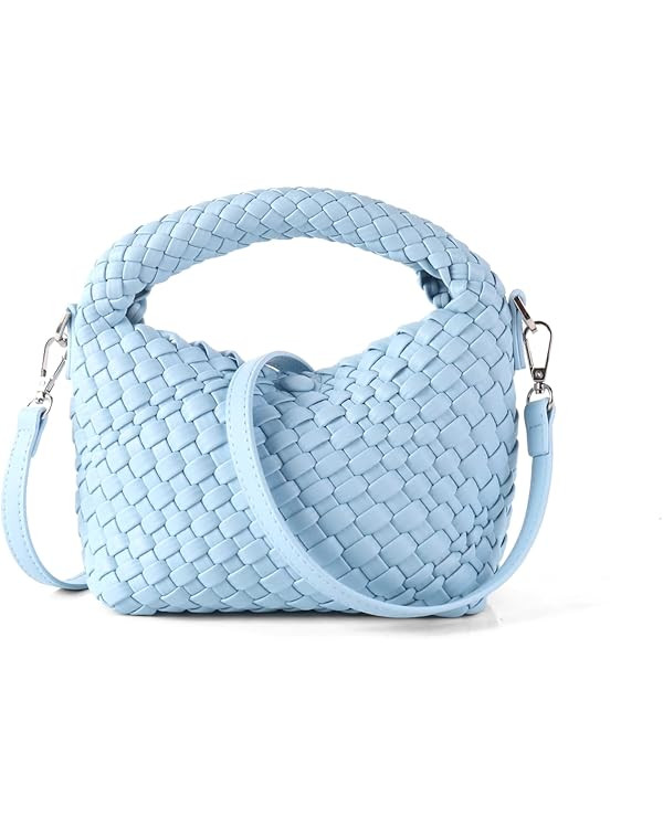 Women Woven Tote Small Crossbody Bag, Weave Quilted Purse Square Shoulder Bag Woven Handbag with ... | Amazon (US)