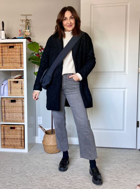 Another neutral winter outfit!
And everything is from Amazon!
I sized down one in these jeans, they stretched out with wear. Wearing my usual small in the coat and mock neck sweater.
The loafers fit tts and the platform sole makes them easy to wear in the winter.


#LTKSeasonal #LTKitbag #LTKshoecrush
