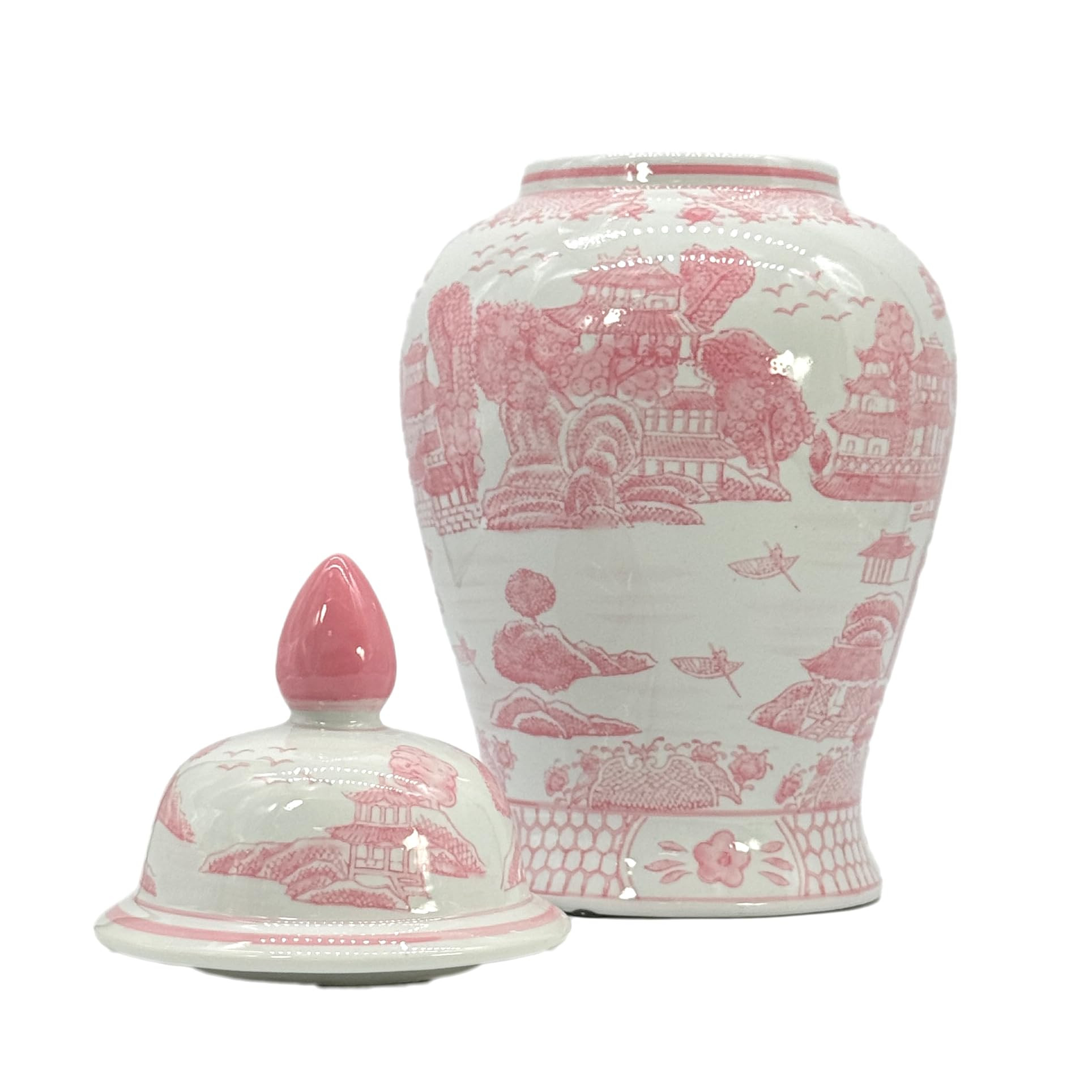 Galt International Pink Floral Chinoiserie Ceramic Temple Jar 18" w/Lid - Ginger Jar Home & Kitch... | Amazon (US)