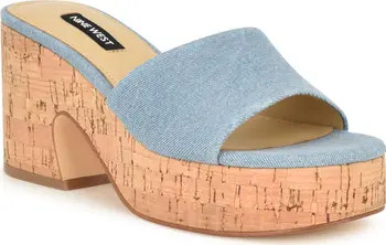 Nine West Boone Denim Platform Slide Sandal (Women) | Nordstrom | Nordstrom