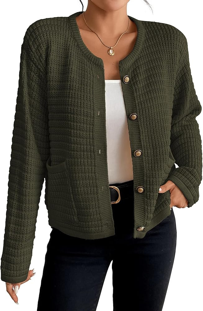 Bsubseach Womens Cardigan Sweaters Long Sleeve Open Front Button Down Knit Jackets Fall Cardigans... | Amazon (US)