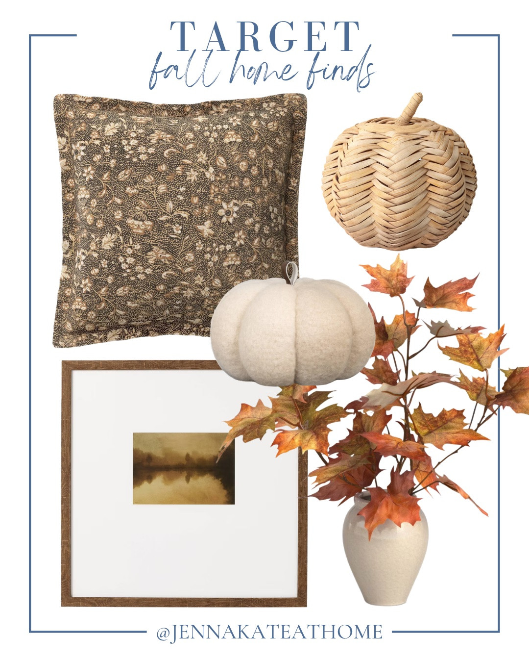 Target fall accents include woven pumpkin, wall art, throw pillow, pumpkin pillow, and fall arrangement.

Home decor, home accents, looks for less, fall refresh

#LTKSaleAlert #LTKHome #LTKSeasonal