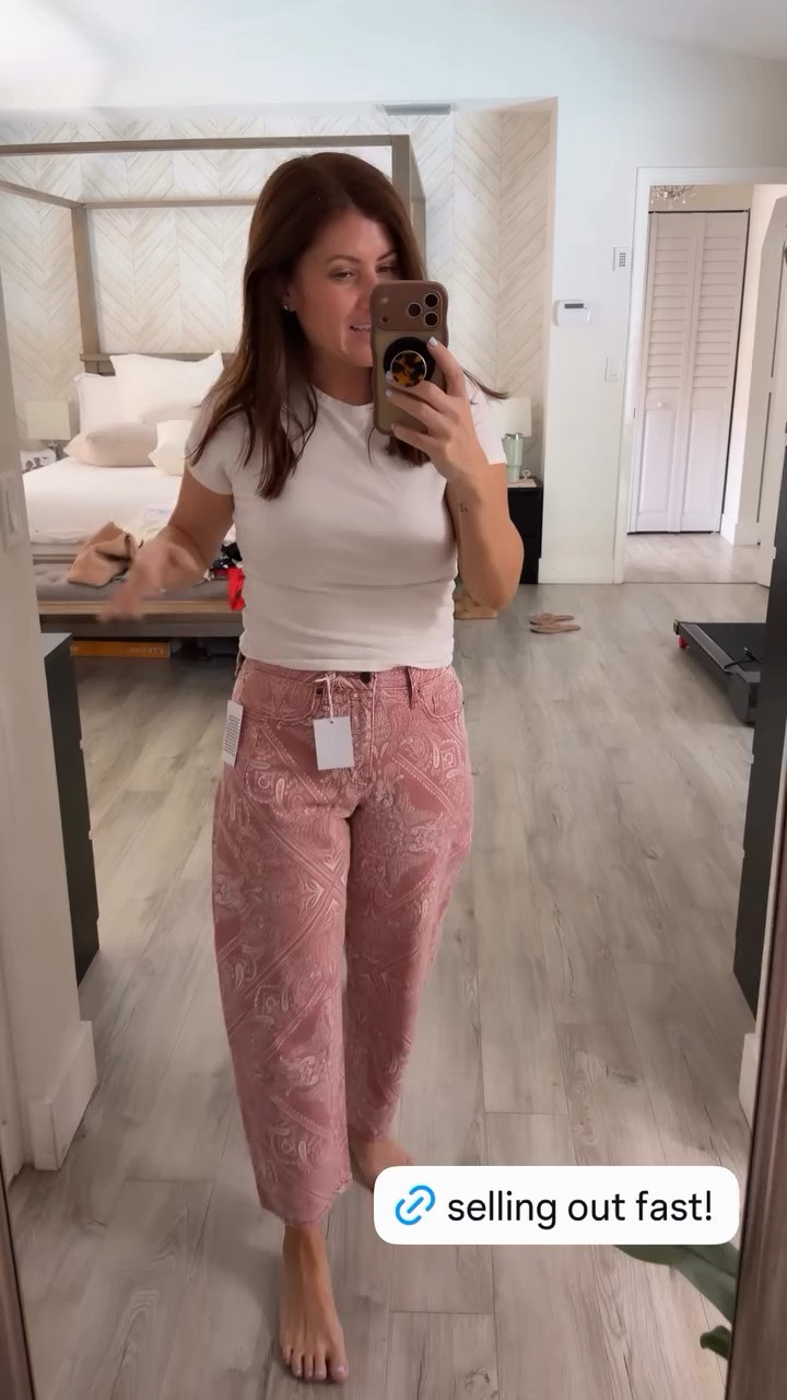 Run! These super cute printed barrel pants from Walmart that just dropped are so stretchy and comfortable and so much fun! Wearing a size 2, and they also come in a regular denim wash!

#LTKOver40 #LTKSeasonal