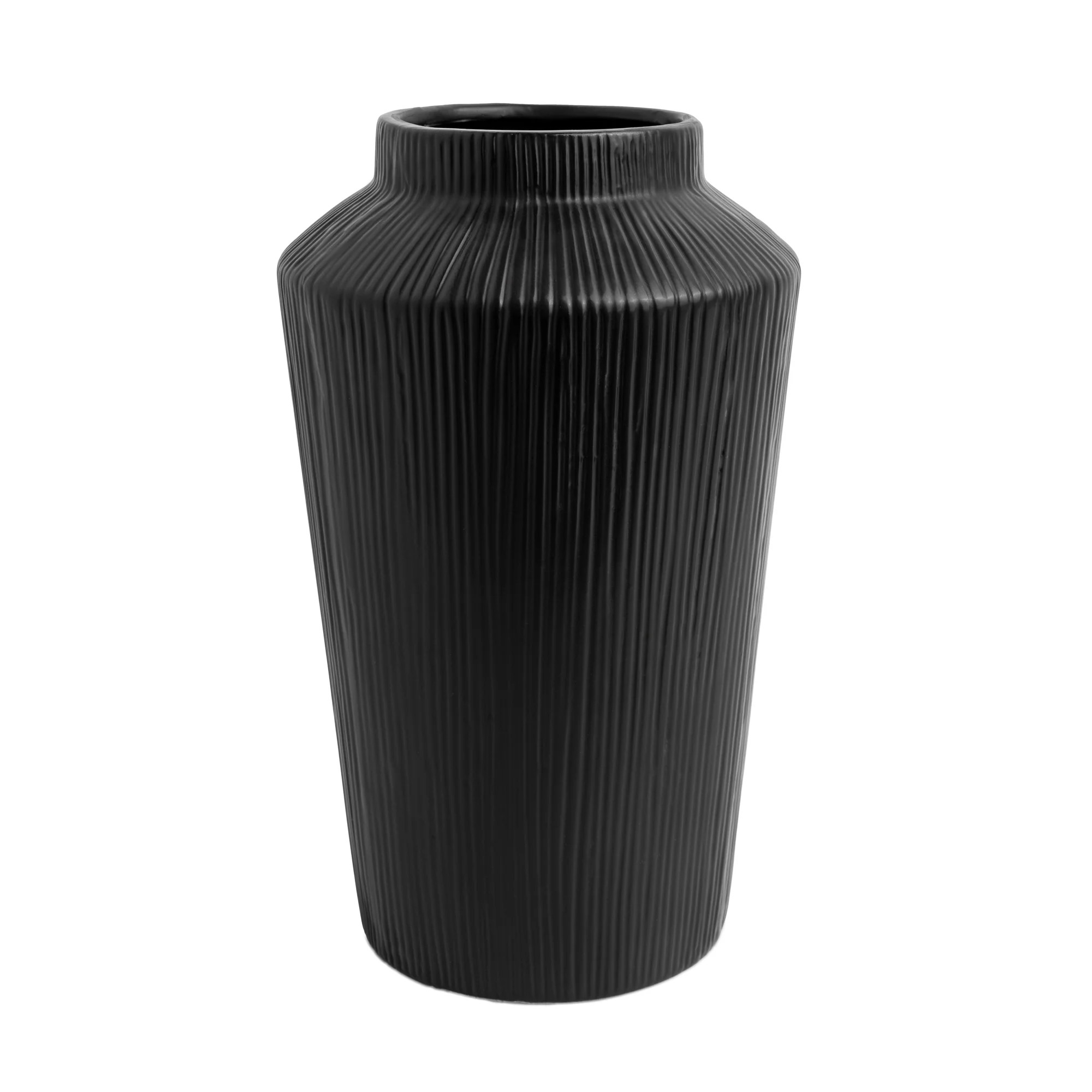 Better Homes & Gardens Angular Tall Black Ribbed Ceramic Decorative Vase, 10" | Walmart (US)