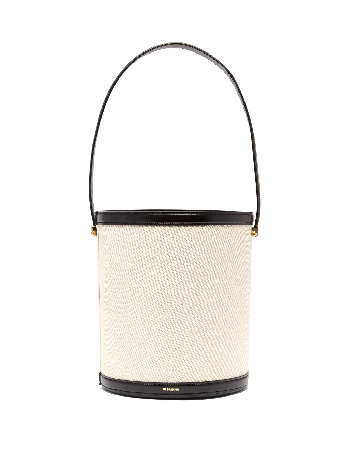 Leather-trimmed linen bucket bag | Matches (UK)