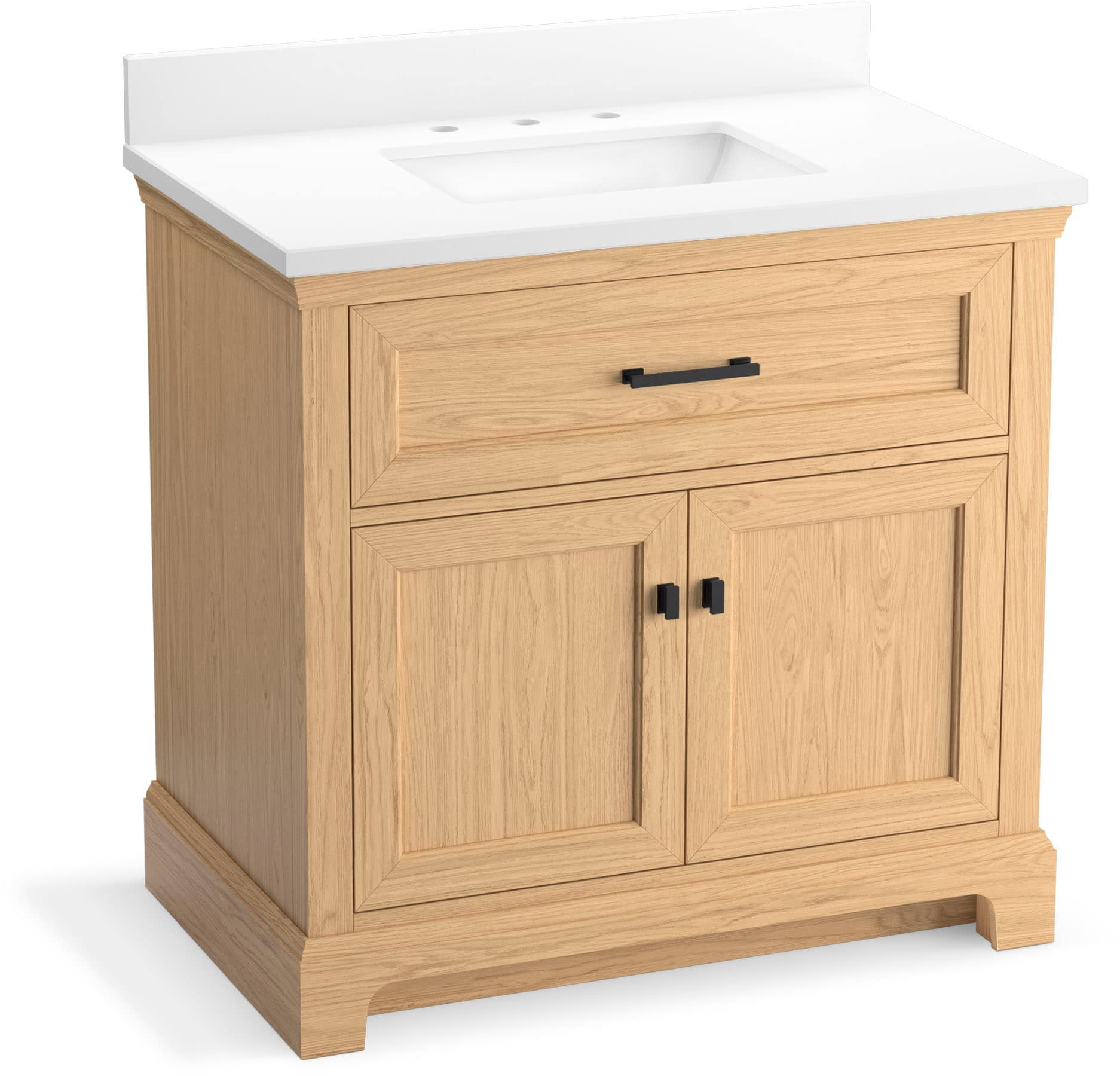 KOHLER Charlemont 36-in Light Oak Undermount Single Sink Bathroom Vanity with Pure White Quartz Top in Tan | 29261-BD1-WEK | Lowe's