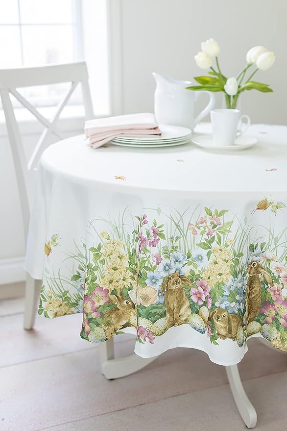 Benson Mills Easter Spillproof Fabric Tablecloth, Indoor/Outdoor Use, for Easter and Spring (Bloo... | Amazon (US)