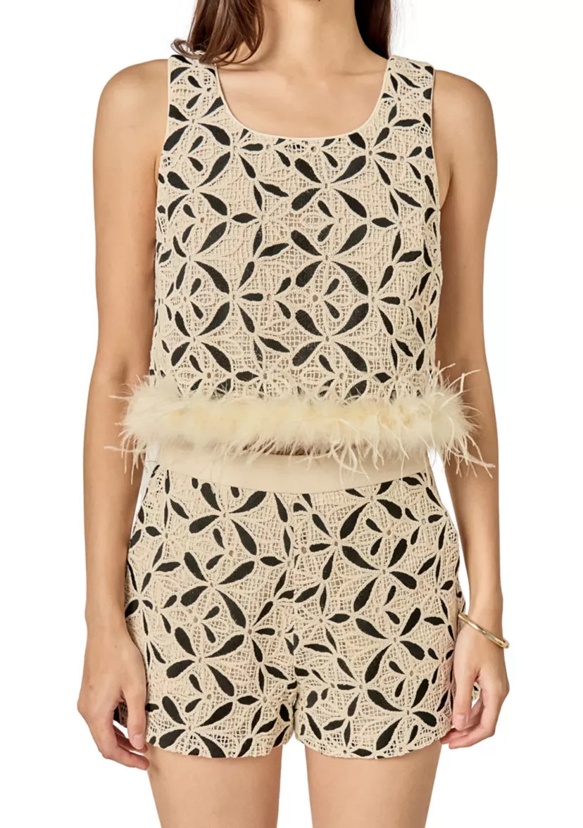 CROCHET LACE FEATHER TOP | Belk
