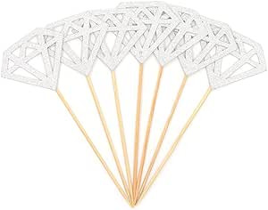 AimtoHome Glitter Diamond Cupcake Toppers Silver Party Cupcake Decorations for Party Dessert Deco... | Amazon (US)