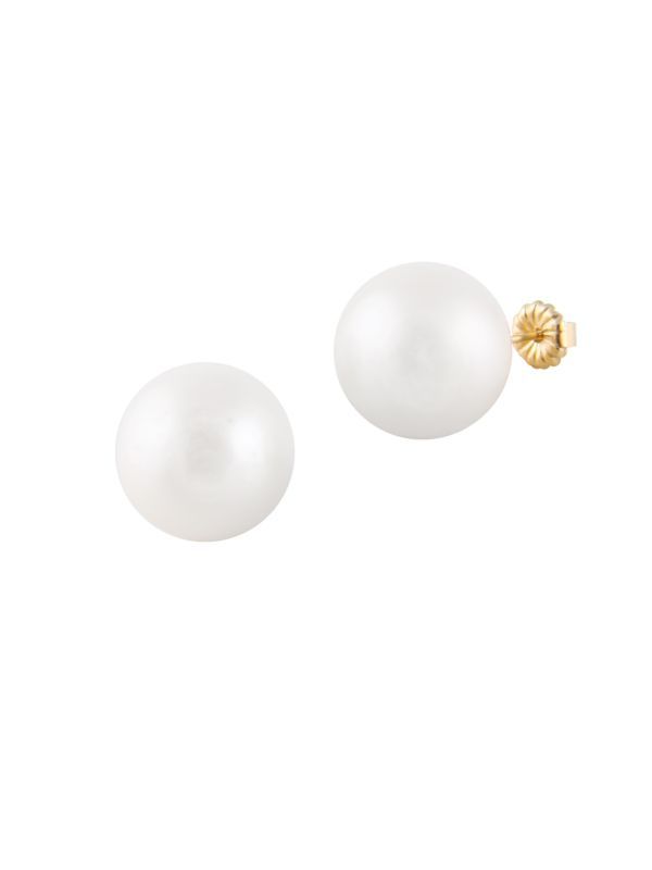 Masako Pearls 12-13MM White Pearl & 14K Yellow Gold Earrings | Saks Fifth Avenue OFF 5TH