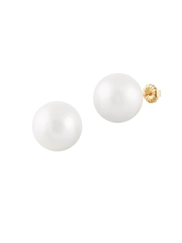 Masako Pearls 12-13MM White Pearl & 14K Yellow Gold Earrings | Saks Fifth Avenue OFF 5TH (Pmt risk)