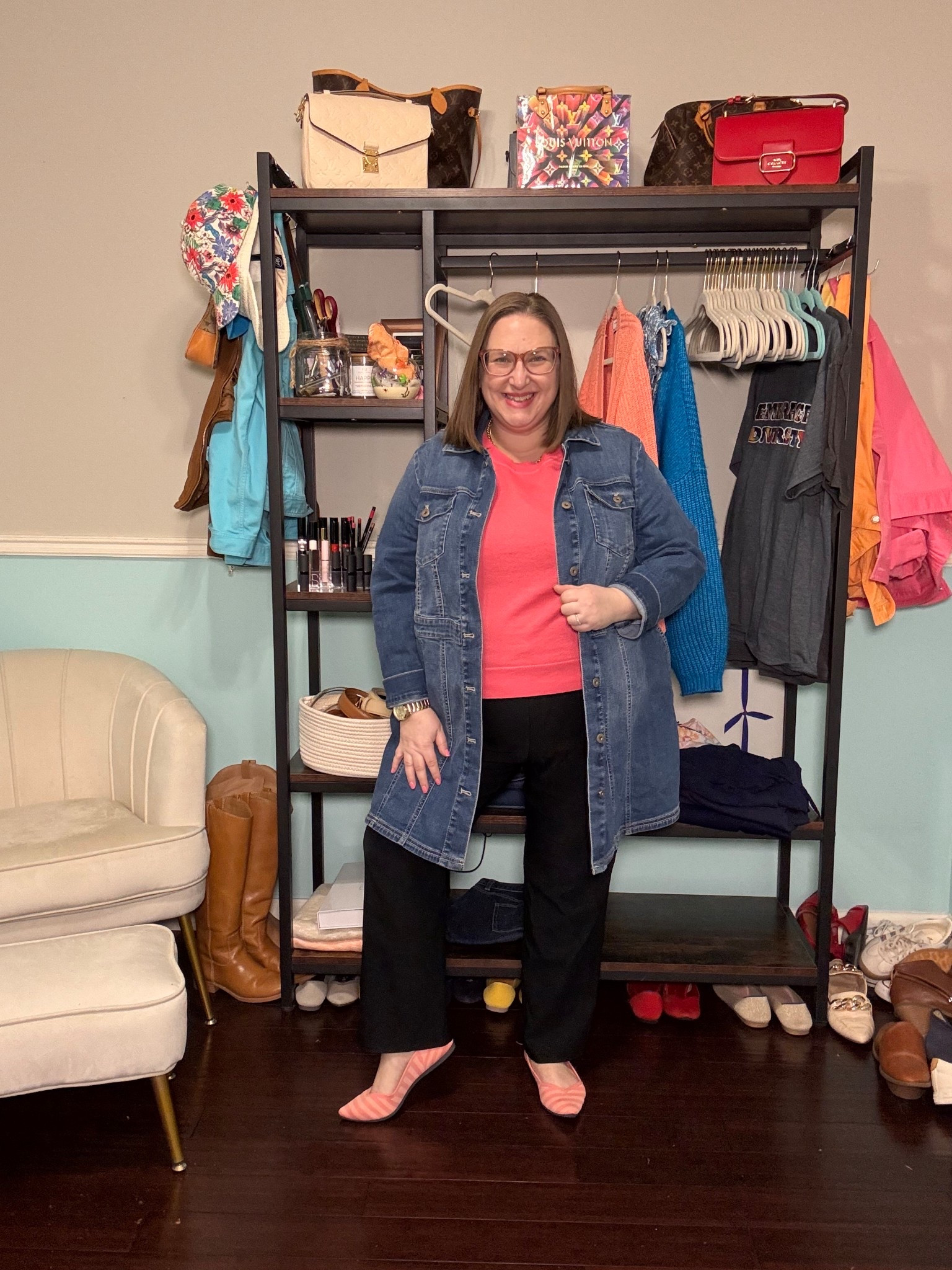 The denim duster is only available in a few sizes; I’m wearing petite large. 

#LTKPetite #LTKWorkwear #LTKootd