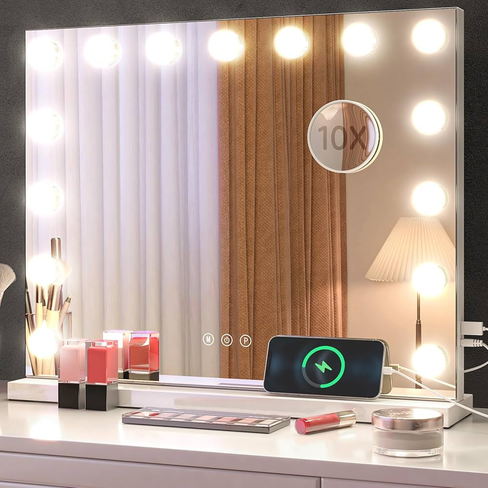 Vanity Mirror with Lights, Vanity Mirror Hollywood Lighted Mirror Makeup Mirror with Lights,15 LE... | Amazon (US)