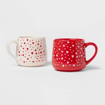 15oz 2pk Stoneware Hearts Mug Set - Threshold&#8482; | Target