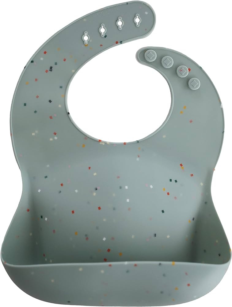 mushie Silicone Bib Meal Apron, Meal Bib, Baby Food with Pockets (Cambridge Blue Confetti) | Amazon (US)