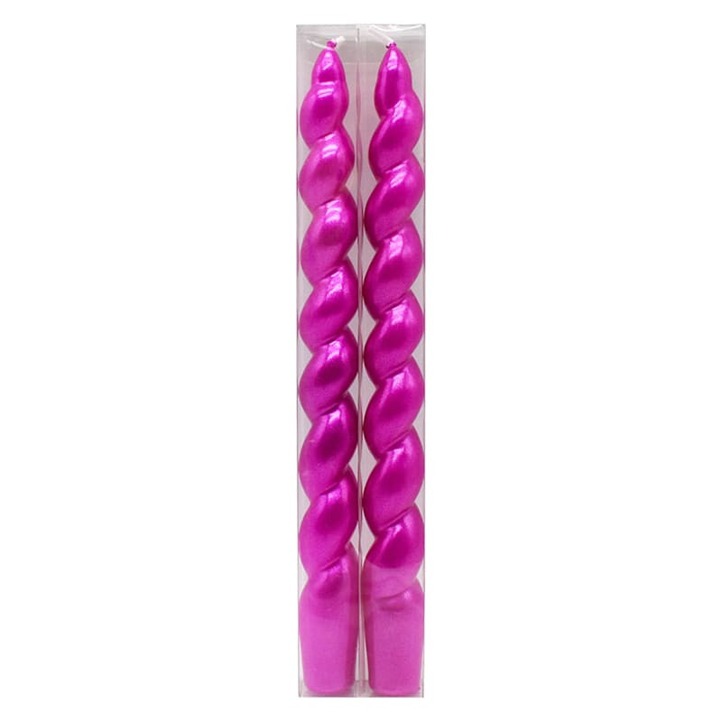 2-Pack Iridescent Hot Pink Taper Candles, 10" | At Home