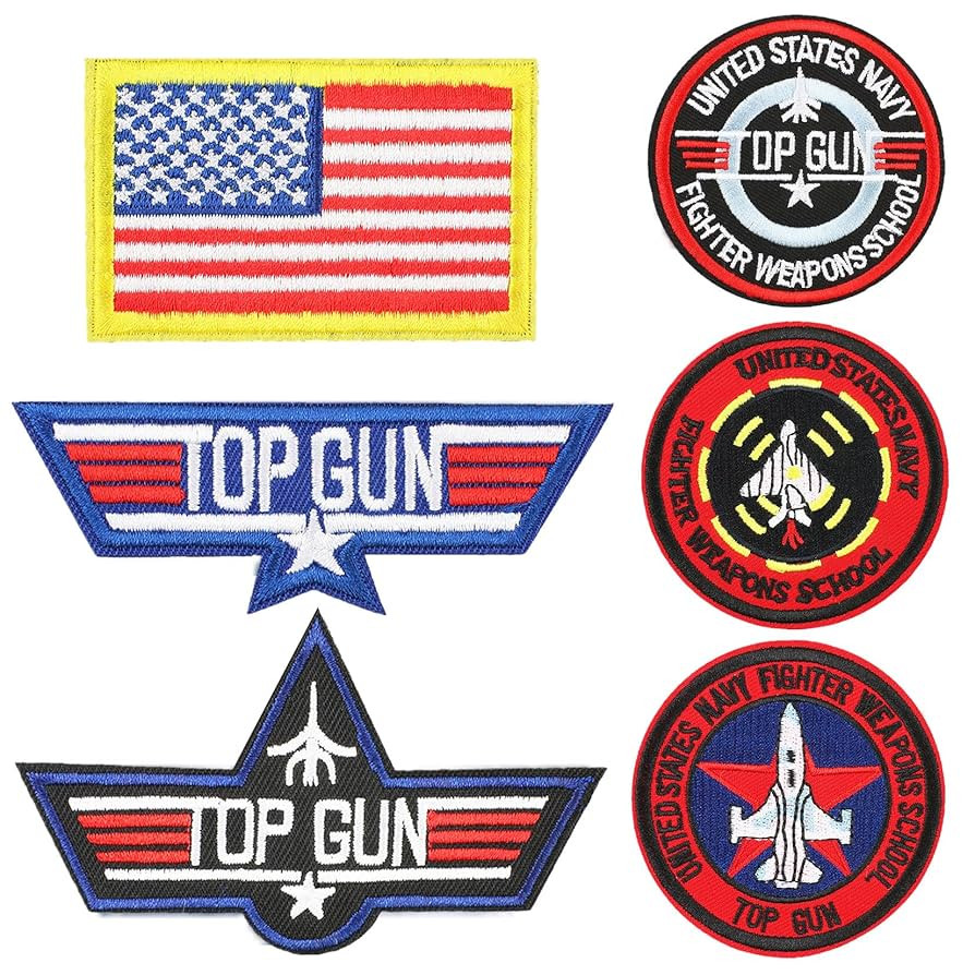 Top Gun Patches with Hook and Loop Tactical Morale Patch Bundle Full Embroidered Military Patch f... | Amazon (US)