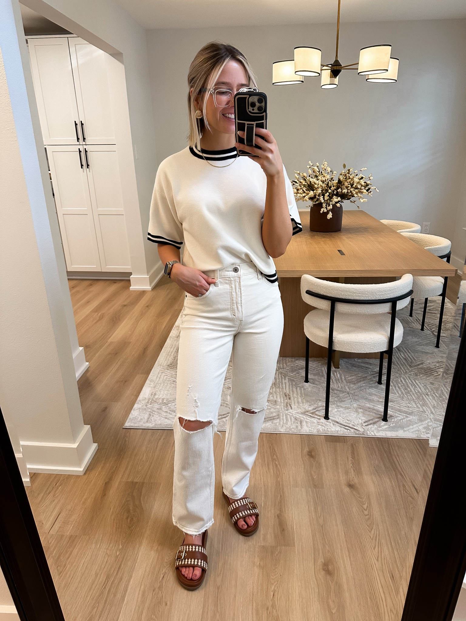 Abercrombie cream ultra high rise 90s straight jean 25s but would prefer 25r in these for a little bit more length. These are a stretchy fabric  

Abercrombie LuxeLoft boxy sweater tee size xs tts 

Vince Camuto Kenlie brown platform sandals tts 

Abercrombie denim, cream denim, boxy tee, sweater tee, sandals

#LTKSaleAlert #LTKFindsUnder100 #LTKFindsUnder50