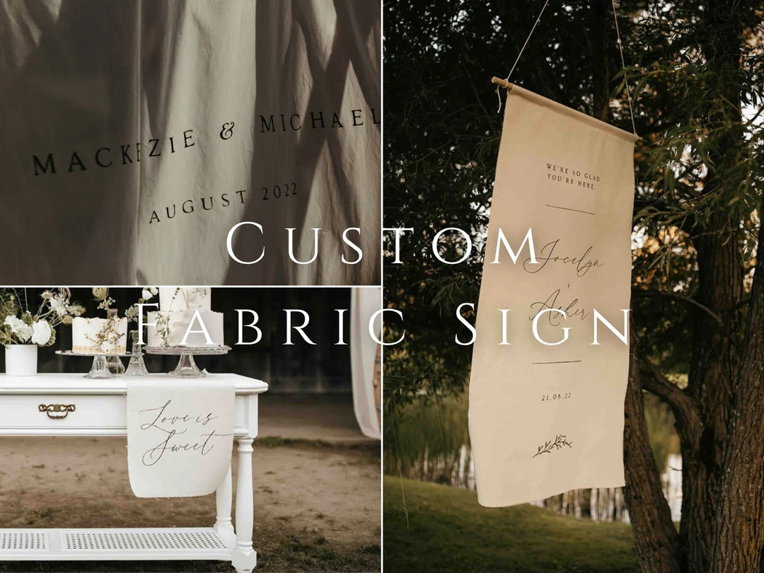 Fully Custom Fabric Sign | Wedding Welcome Sign | Fabric Bar Menu | Seating Chart | Linen Sign fo... | Etsy (US)
