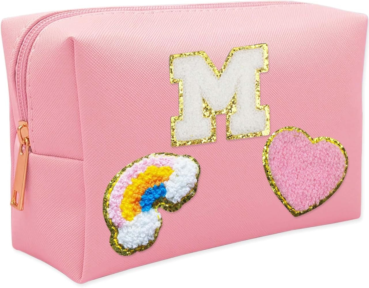 Personalized Inital Preppy Makeup Bag Set with Zipper, Monogram Waterproof Travel Cosmetic Bag fo... | Amazon (US)