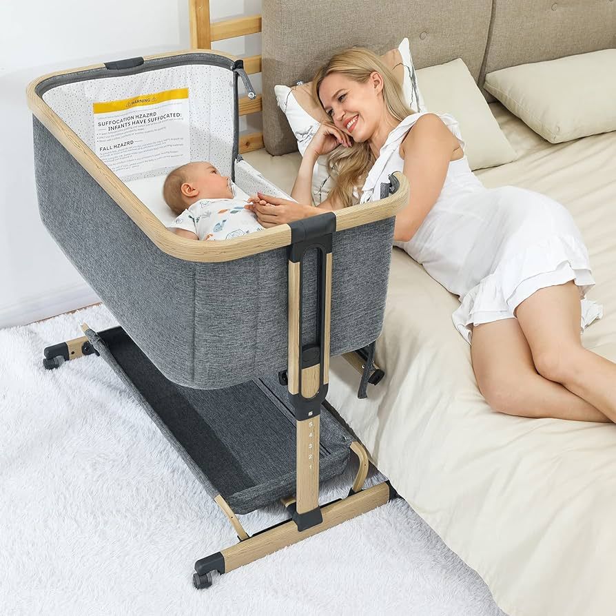 AMKE 3 in 1 Baby Bassinets,Bedside Sleeper for Baby,Baby Cradle with Storage Basket, Easy to Asse... | Amazon (US)