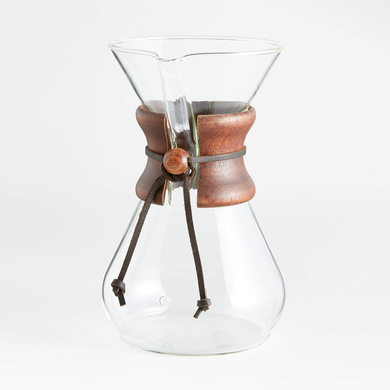 Chemex 8-Cup Glass Pour-Over Coffee Maker with Dark Wood Collar + Reviews | Crate & Barrel | Crate & Barrel