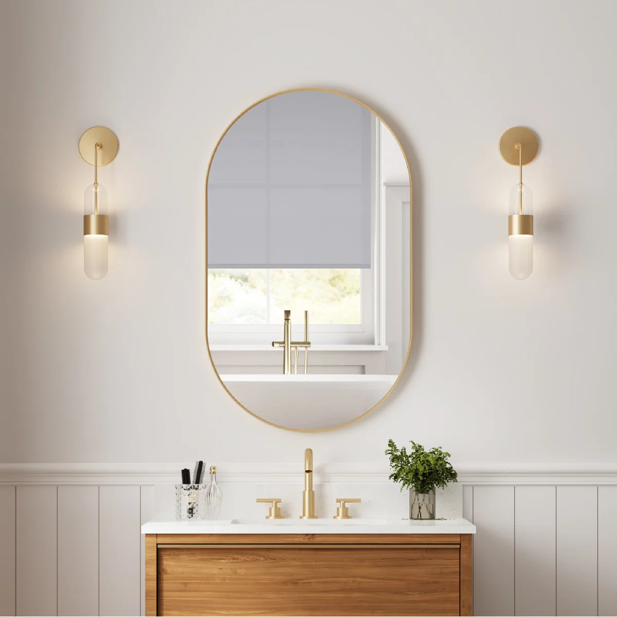Bathroom Wall Mounted Oval Metal Framed Mirror | Wayfair North America