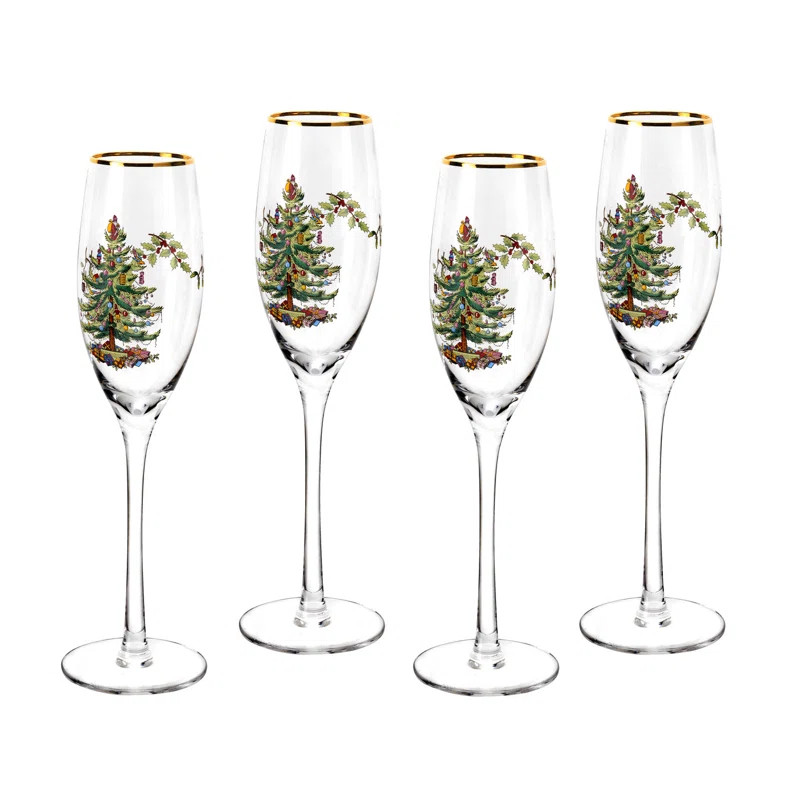 Spode Christmas Tree Champagne Fluted Glasses | Wayfair North America